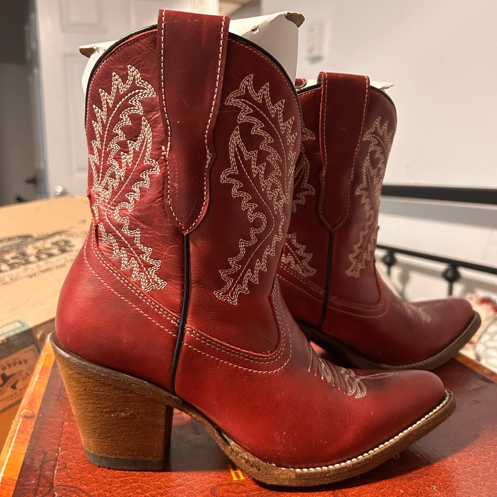 Corral Red Embroidery Bootie